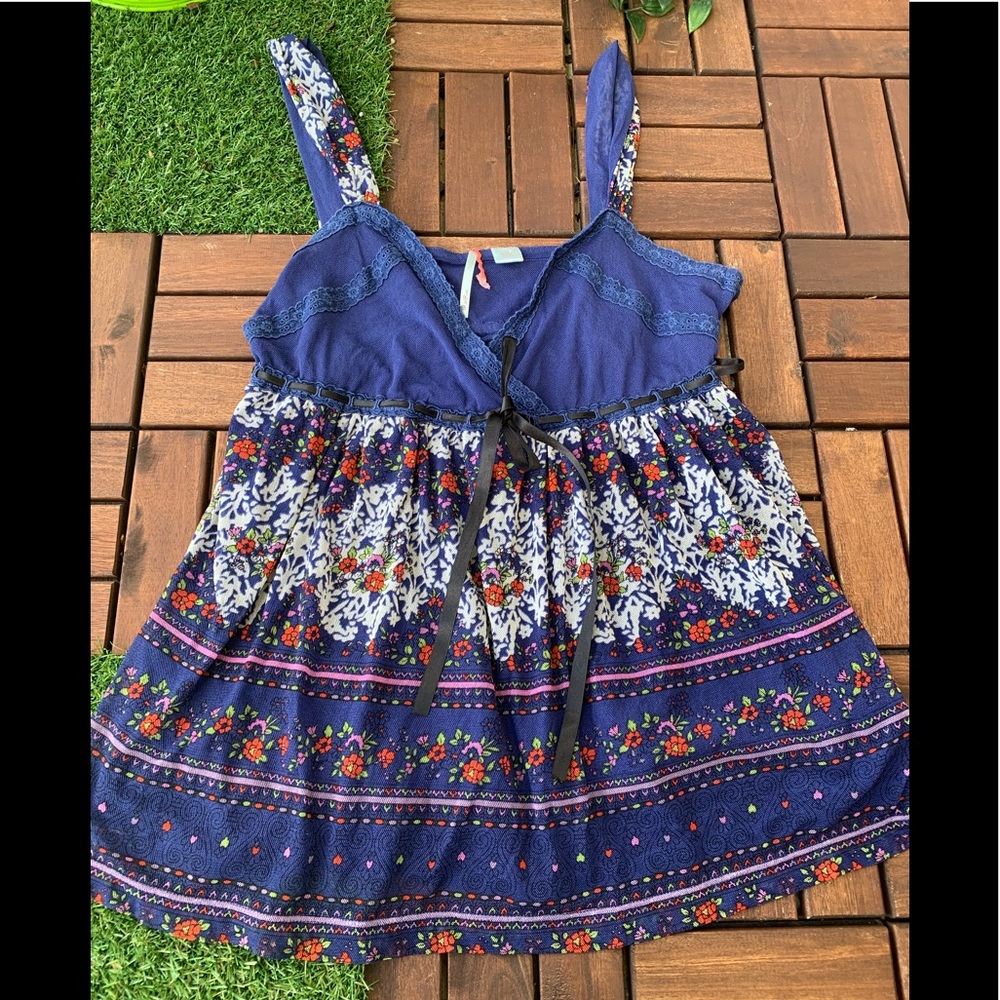 Anthropologie Ric Rac Top Sleeveless Blue FloralXS